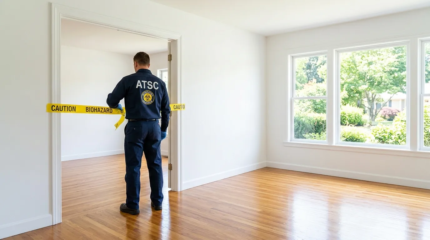 Certified biohazard cleanup crew performing Decomposition Cleanup in North Chicopee